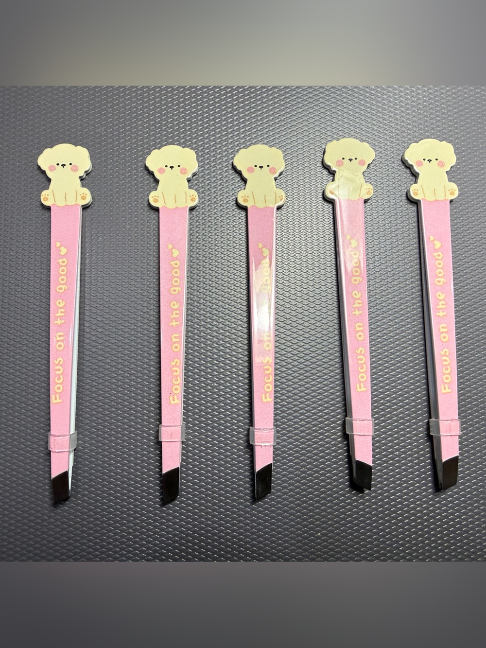 Cute Pink 'Focus on the Good' Tweezer Set